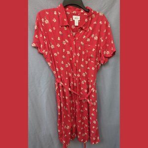 Dark Pink Flowered Dress Size Large New With Tags